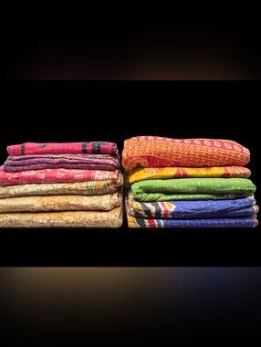 Assorted Multicolor Kantha Quilts - Vibrant Patchwork Bedding.